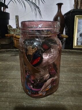 Crafter's Mixed Earrings Jewelery Lot In A Glass Jar